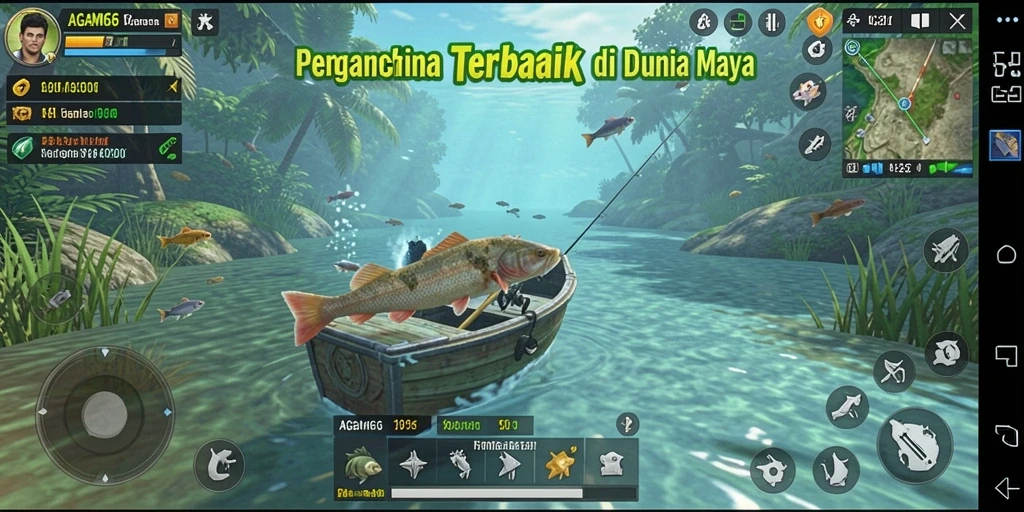 Tampilan gameplay AGAM66 dengan aksi memancing yang seru dan grafis menawan.