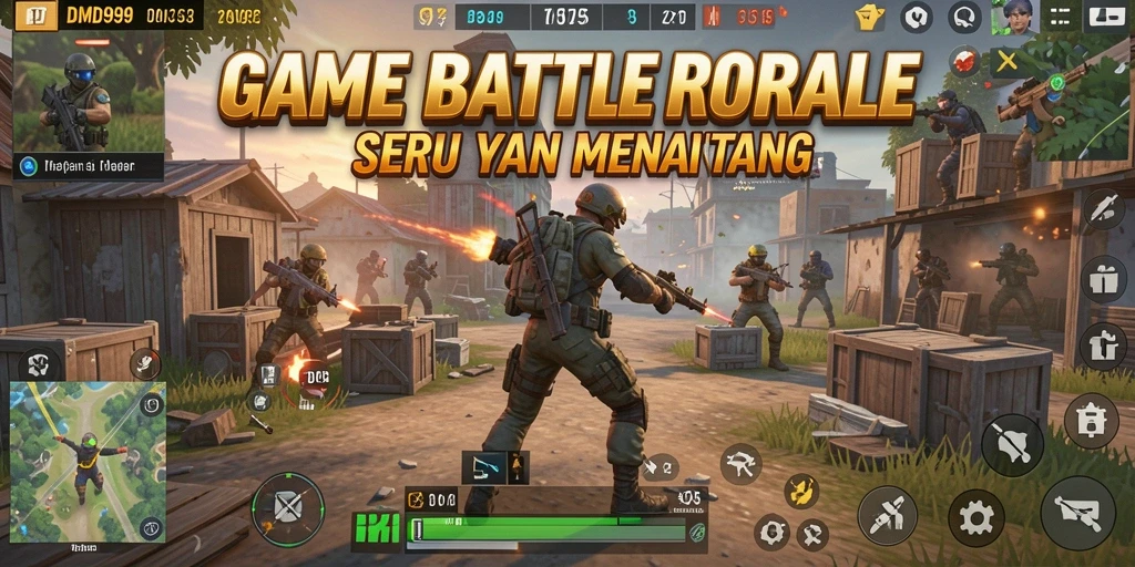 Gameplay DMD999 dengan aksi hebat dalam arena Battle Royale.