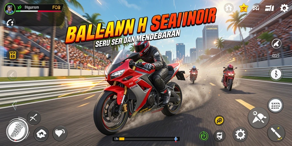 Gameplay menarik dari balapan motor di FO8.