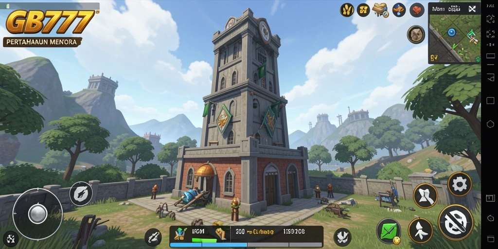 Tampilan gameplay Tower Defense yang menegangkan di GB777.