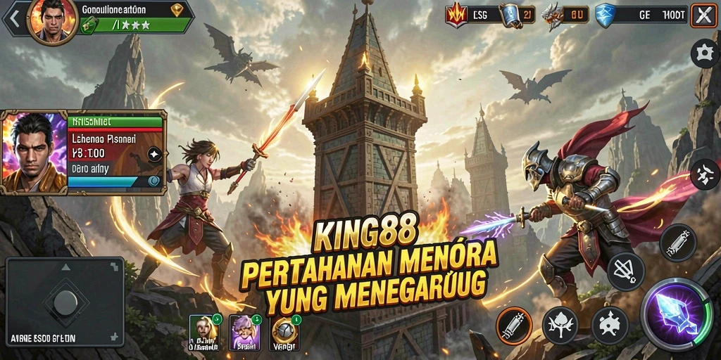 Tampilan permainan Tower Defense yang seru dan strategis dari KING88.