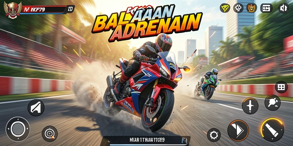 Tampilan gameplay mendebarkan dalam balapan motor KPK79.