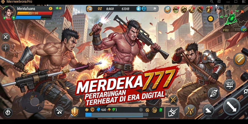 Tampilan gameplay seru di arena pertarungan MERDEKA777.