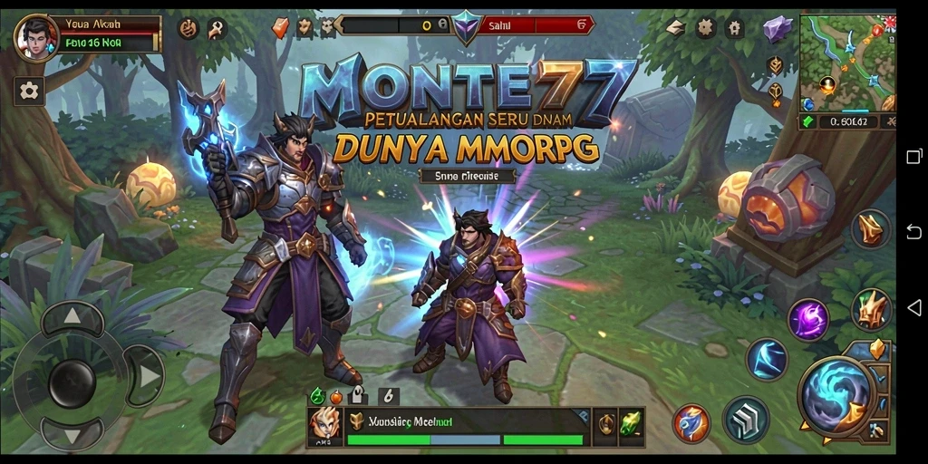 Screenshot gameplay MONTE77 dengan aksi pertempuran seru MMORPG.