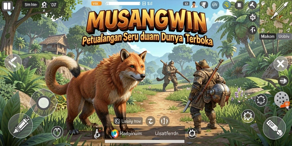 Tangkapan layar MUSANGWIN menunjukkan aksi eksplorasi dalam dunia terbuka.