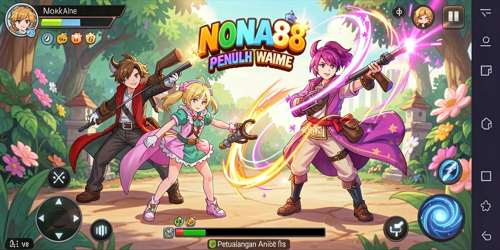 Gameplay NONA88 yang menampilkan karakter Anime yang dinamis.