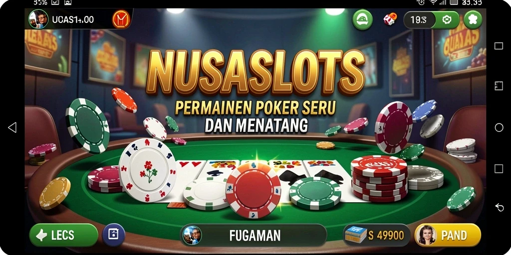 Tampilan utama game NUSASLOTS dengan aksi Poker yang mendebarkan.