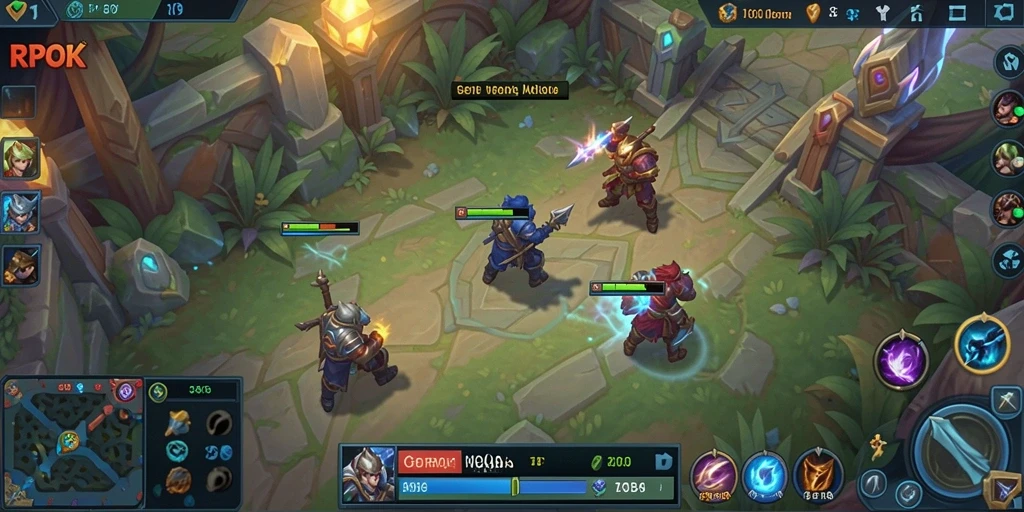 Screenshot menampilkan gameplay MOBA yang intens dan seru.