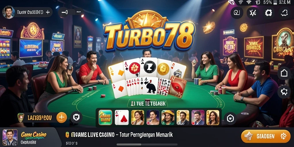 Tampilan gameplay Live Casino yang mendebarkan di TURBO78.