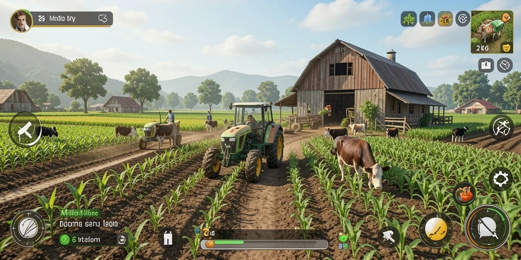 Gameplay ZK6 yang seru dengan berbagai aktivitas pertanian.